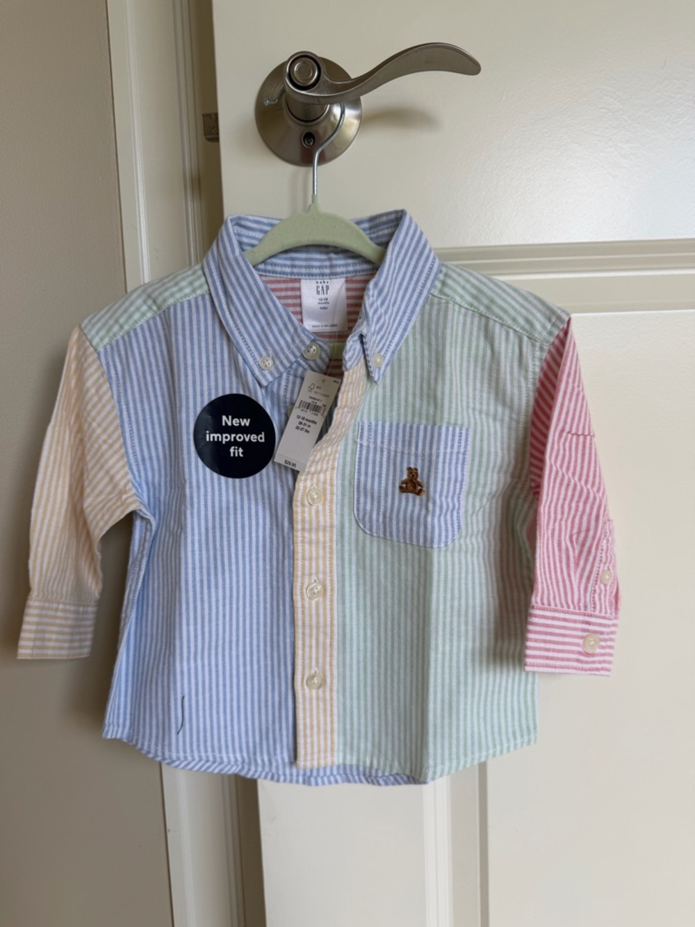 GAP Pastel Multi-Stripe Button-Down Shirt - Blue, Green, Pink, Yellow